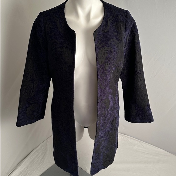 Lucky Brand Jackets & Blazers - Lucky Brand black and blue brocade open blazer